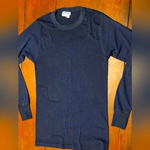 Vintage Stanfields Chilgard Long Sleeve Thermal Shiry Navy Blue Mens Sz M-Large